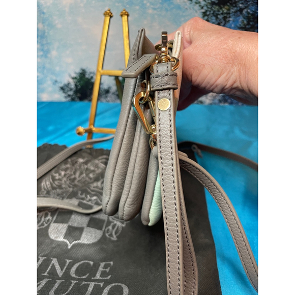 Vince Camuto New York Color Block Leather Crossbody Great Beige Green NWOT - Picture 14 of 15